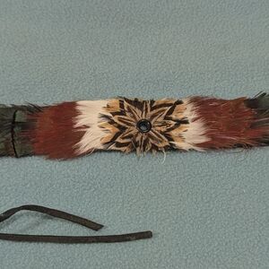 Vintage 1960's Hippie Feather & Leather Choker Bohemian Necklace